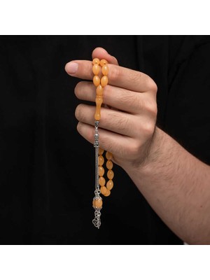 DMR Elegance Gümüş Püskül Sıkma Kehribar Tesbih