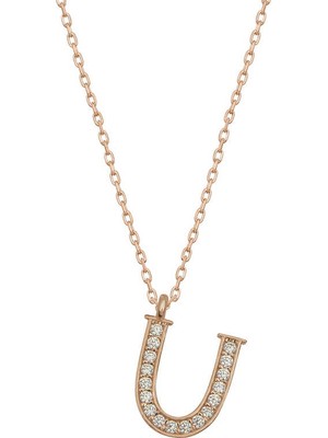 DMR Elegance Gümüş Rose U Harfi Kadın Kolye