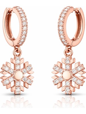 DMR Elegance Gümüş Sallantılı Rose Kar Tanesi Kadın Küpe
