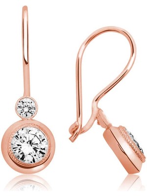 DMR Elegance ​gümüş Rose Sallantılı Tek Taş Küpe