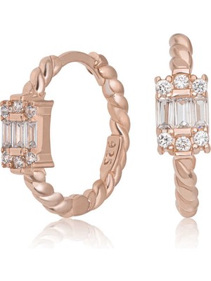 DMR Elegance Gümüş Baget Taşlı Kadın Küpe