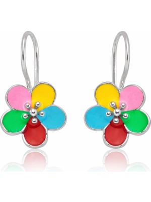 DMR Elegance Gümüş Sallantılı Çiçek Çocuk Küpesi