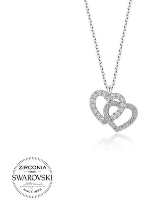 DMR Elegance Swarovski Taşlı Gümüş Kalp Bayan Kolye