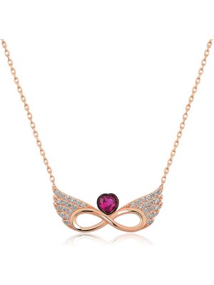 DMR Elegance ​gümüş Rose Kanatlı Sonsuz Kalp Kolye