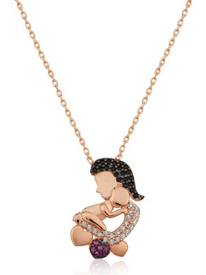 DMR Elegance Gümüş Rose Anne ve Bebek Bayan Kolye