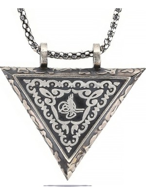 DMR Elegance Gümüş Üçgen Içi Açılabilen Tuğra Muskalık Kolye