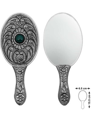 DMR Elegance Gümüş Akik Taşlı El Aynası