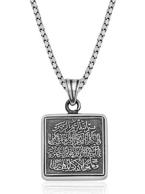 DMR Elegance Gümüş Kare Nazar Dualı Cevşen Kolye