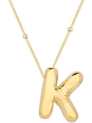 DMR Elegance Gümüş Gold Balon K Harfi Kadın Kolye