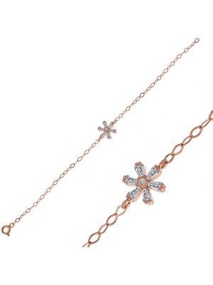 DMR Elegance Gümüş Rose Çiçek Kadın Bileklik