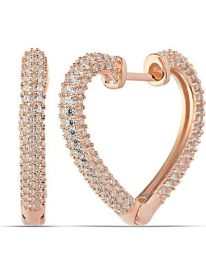 DMR Elegance Gümüş Rose Kalp Kadın Küpe