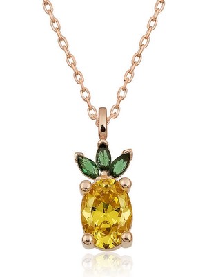 DMR Elegance ​gümüş Rose Ananas Figür Meyve Kolye