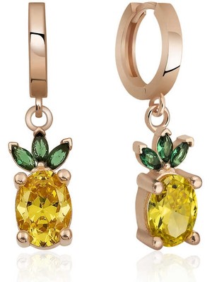 DMR Elegance Gümüş Ananas Figür Meyve Küpe