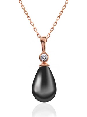 DMR Elegance Gümüş Rose Damla İnci Kadın Kolye