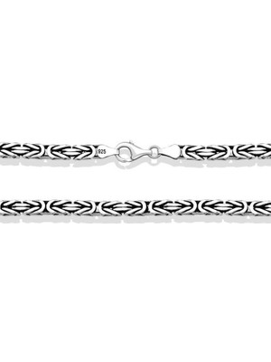 DMR Elegance Gümüş Kral Zincir - 4 mm Köşeli