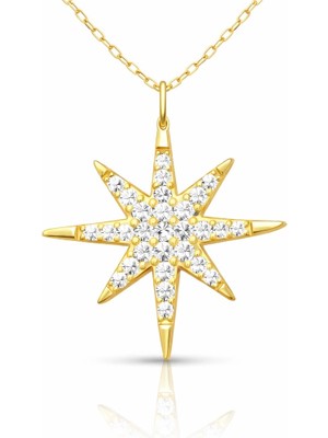 DMR Elegance Gümüş Gold Kutup Yıldızı Kadın Kolye