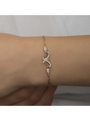 DMR Elegance ​gümüş Rose Kelebek Kadın Bileklik