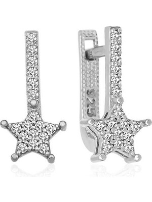 DMR Elegance Gümüş Sallantılı Yıldız Taşlı Küpe
