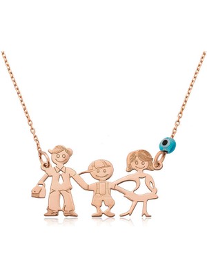 DMR Elegance Gümüş Rose Mutlu Aile Bayan Kolye