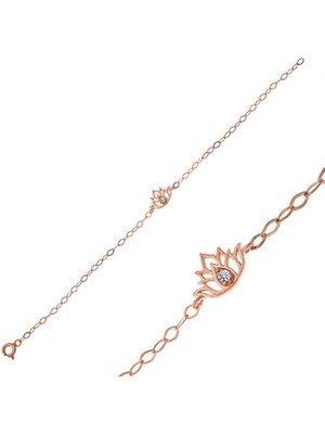 DMR Elegance Gümüş Rose Lotus Çiçeği Kadın Bileklik