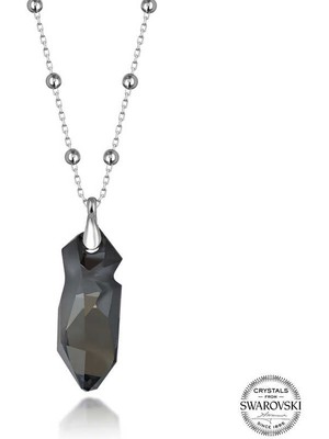 DMR Elegance Swarovski Crystal Taşlı Top Zincir Gümüş Kadın Kolye