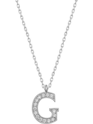 DMR Elegance Gümüş Rodyum G Harfi Kadın Kolye