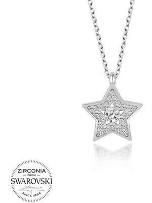 DMR Elegance Swarovski Taşlı Gümüş Yıldız Bayan Kolye
