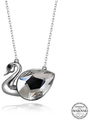 DMR Elegance Swarovski Crystal Taşlı Kuğu Gümüş Kadın Kolye
