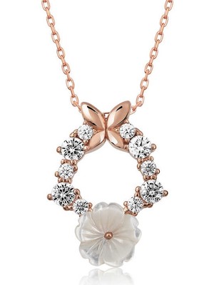 DMR Elegance Gümüş Rose Bahar Çiçeği Kolye