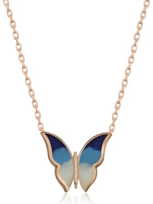 DMR Elegance Gümüş Rose Minimal Kelebek Bayan Kolye