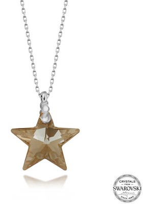 DMR Elegance Swarovski Crystal Taşlı Yıldız Gümüş Kadın Kolye