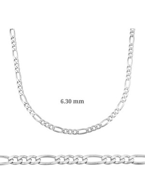 DMR Elegance 6.30 mm Gümüş Figaro Zincir - 180 Mikron