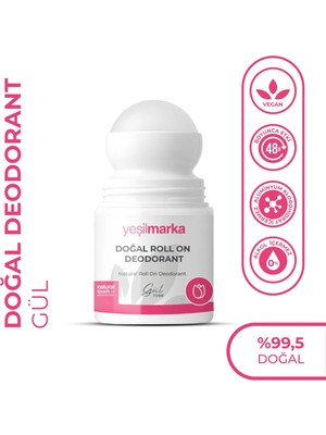 Yeşilmarka Kadın Gül Kokulu Doğal Deodorant 50 ml Roll-on Ter Kokusuna Doğal Çözüm