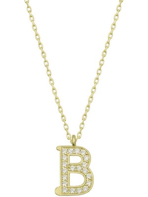DMR Elegance Gümüş Gold B Harfi Kadın Kolye