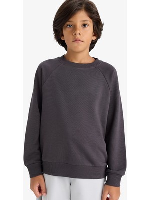 DeFacto Bisiklet Yaka Basic Düz Okul Sweatshirt Erkek Çocuk E8415A825AU