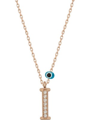 DMR Elegance Gümüş Nazar Rose I Harfi Kadın Kolye