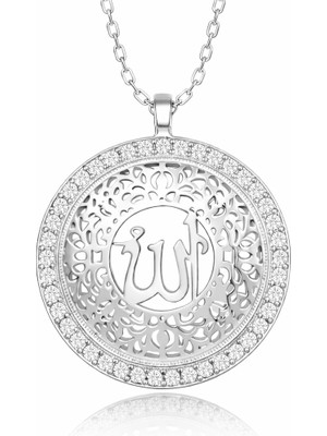 DMR Elegance Gümüş Allah Yazılı Kadın Kolye