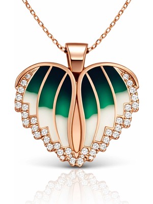 DMR Elegance Gümüş Rose Kalpli Isimli Bayan Kolye