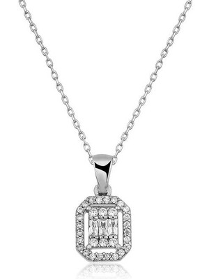 DMR Elegance Gümüş Baget Taşlı Bayan Kolye