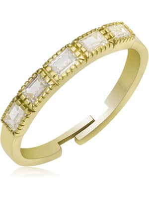 DMR Elegance Gümüş Gold Ayarlanabilir Baget Kadın Yüzük