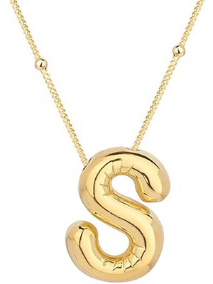 DMR Elegance Gümüş Gold Balon S Harfi Kadın Kolye
