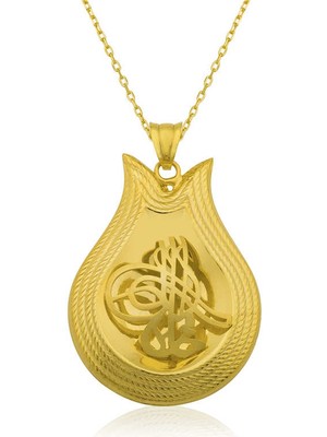 DMR Elegance Gümüş Sarı Tuğra Bayan Kolye