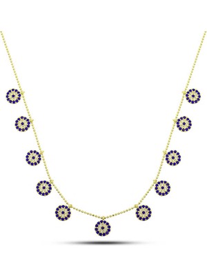 DMR Elegance Gümüş Gold Nazarlı Şans Kadın Kolye
