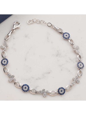 DMR Elegance Gümüş Kelebek Nazar Kadın Bileklik