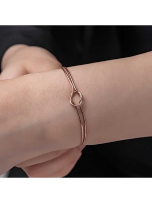 DMR Elegance Gümüş Rose Aşk Düğüm Kadın Bileklik