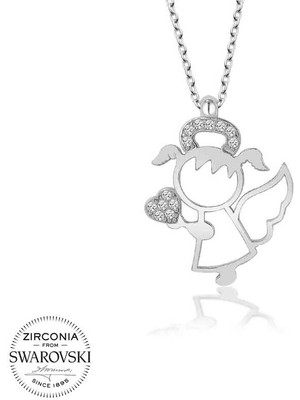 DMR Elegance Swarovski Taşlı Gümüş Su Perisi Bayan Kolye