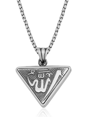 DMR Elegance Gümüş Üçgen Allah Yazılı Cevşen Dualı Kolye