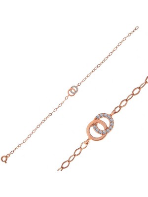DMR Elegance Gümüş Rose Birleşik Halkalar Kadın Kolye