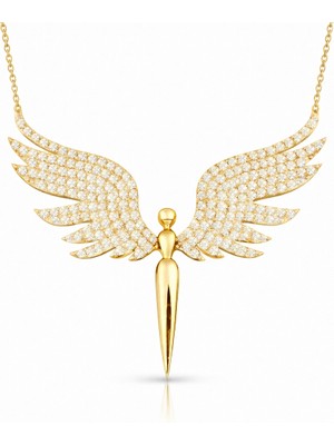 DMR Elegance Gümüş Gold Mikail Meleği Kadın Kolye