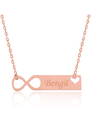 DMR Elegance Gümüş Rose Kişiye Özel Sonsuzluk Isimli Kolye